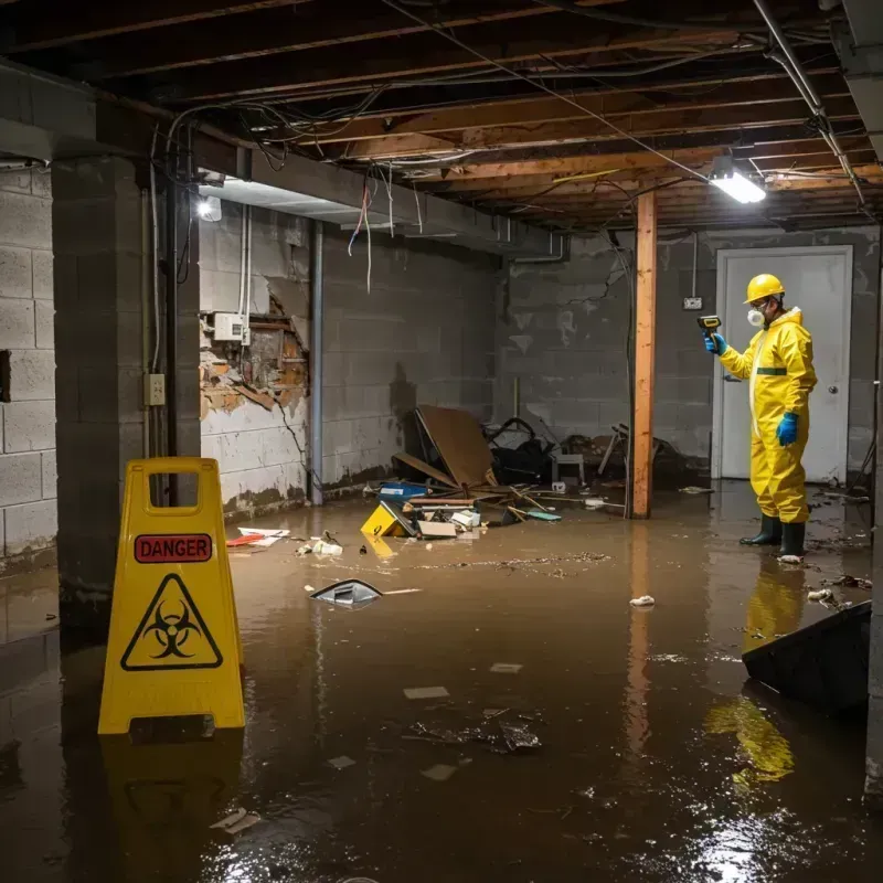 Flooded Basement Electrical Hazard in Stanaford, WV Property